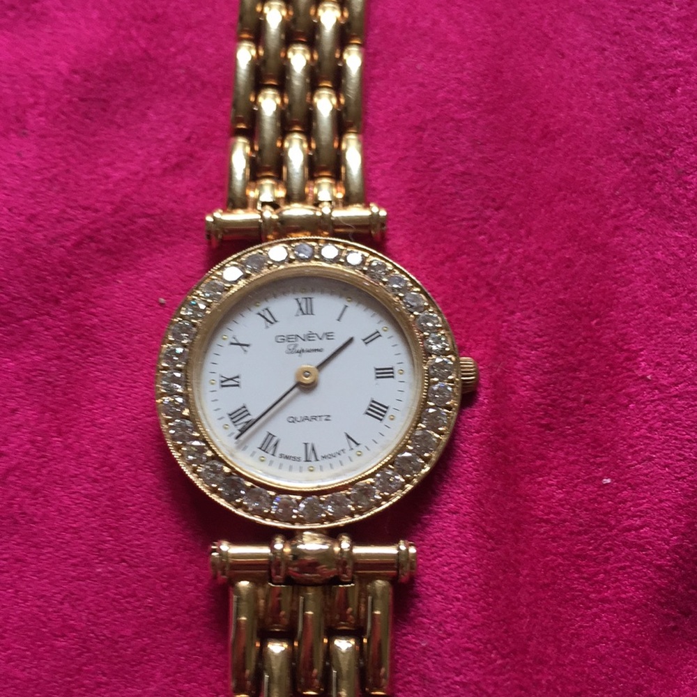Geneva Gold Women's Watch with Crystal Bezel